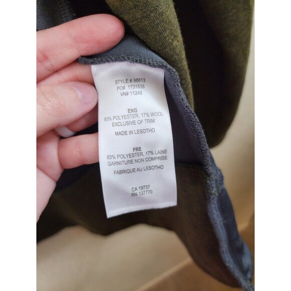 Elevate Womens S Green Wool Blend Long Sleeve Draped Open Front Cardigan Pockets - Picture 6 of 7